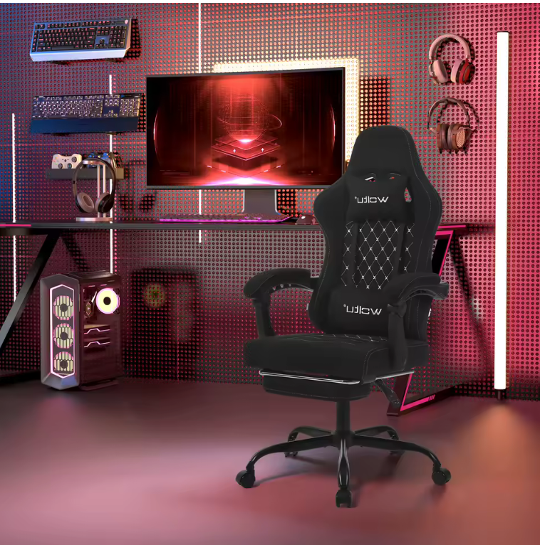 Chaise gaming noire vue de profil
