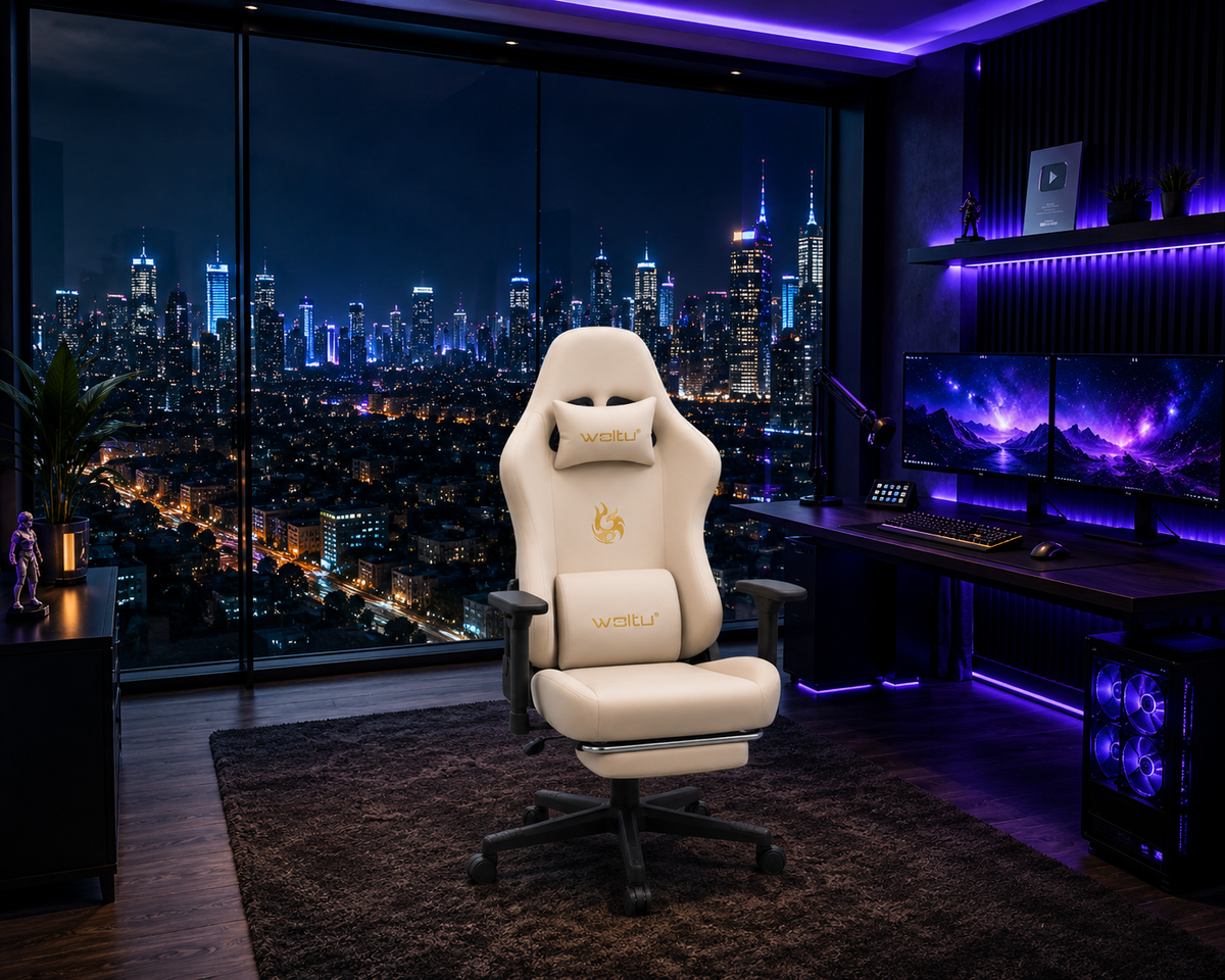 Chaise gaming EVO crème vue setup